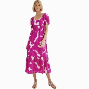 Nine West Babydoll Pink White Maxi Dress Size Large New